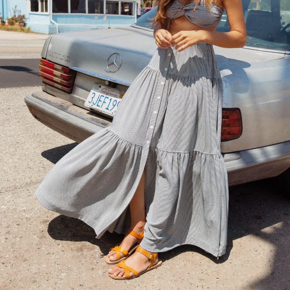 Christy Dawn The Laurel Skirt | Navy Houndstooth M/L